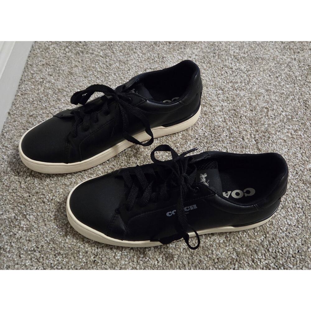 Coach Mens High Line Leather Sneakers in Black Size 7.5 - Picture 4 of 8